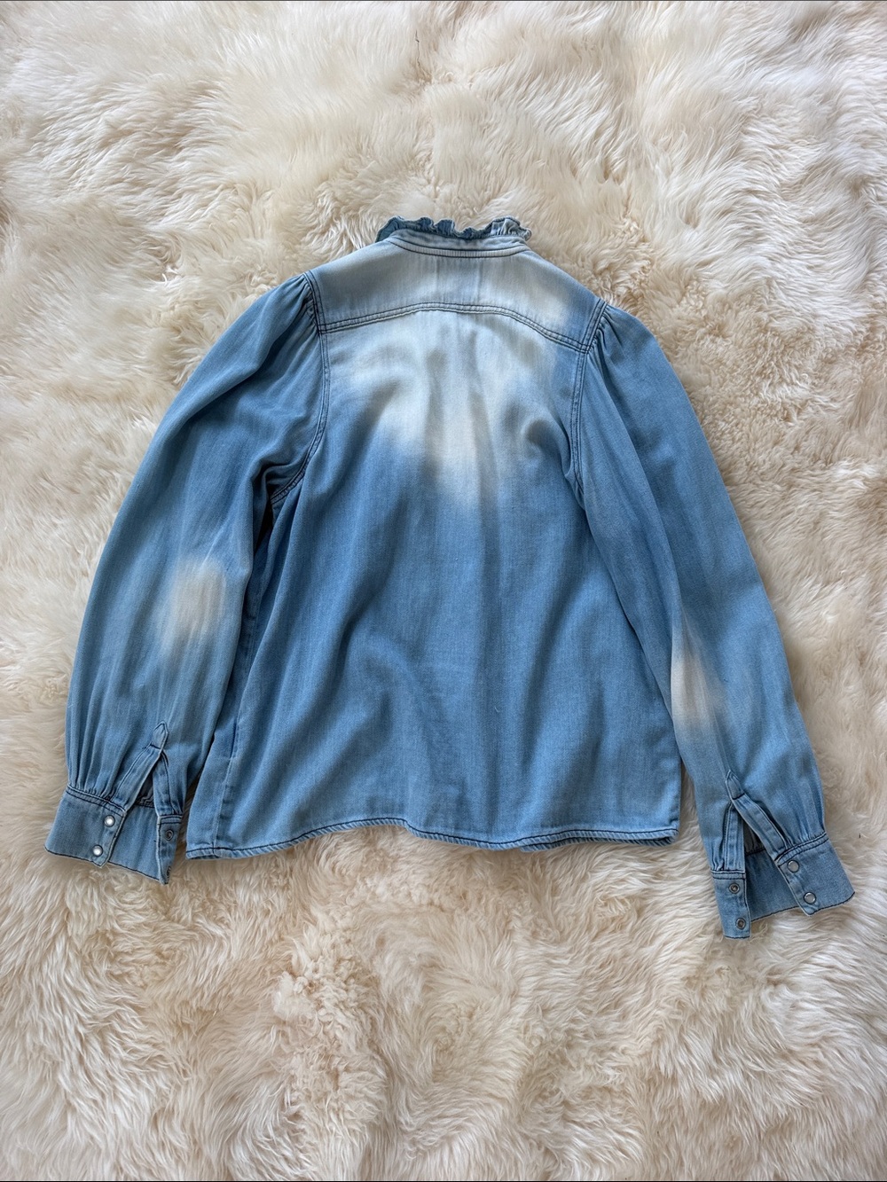 ba&sh Light Blue Denim Button-Front Top - Picture 2 of 4